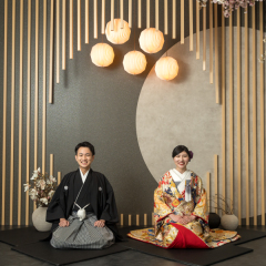 明るい笑顔で和装フォト