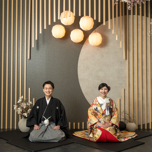 明るい笑顔で和装フォト