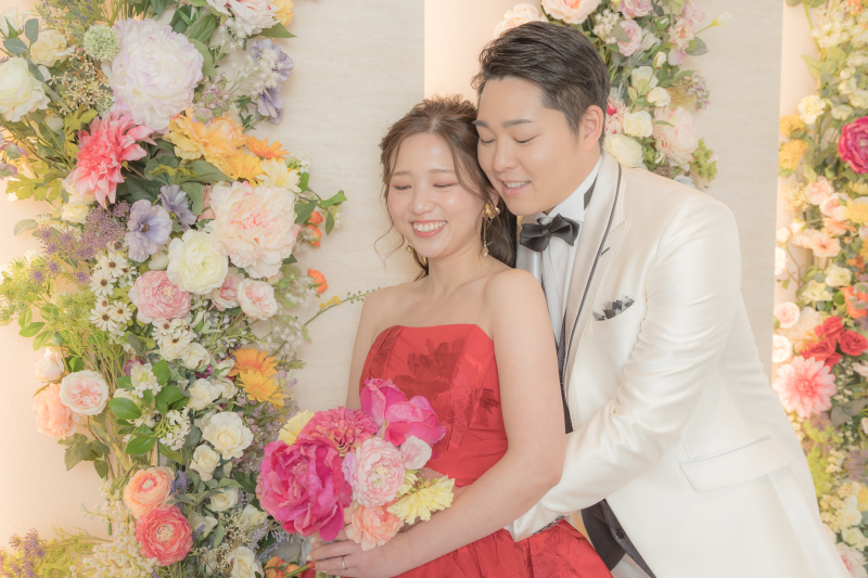 可愛いお花と一緒に撮影♪