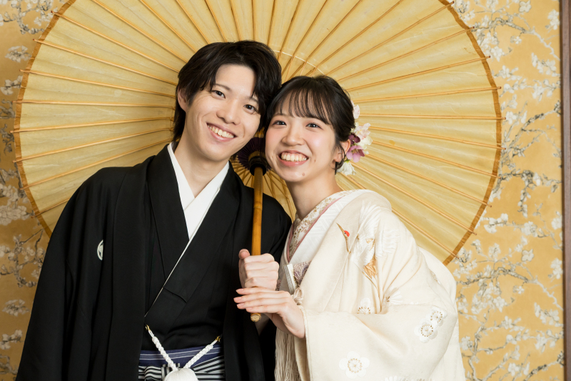 番傘を使って相合傘を！