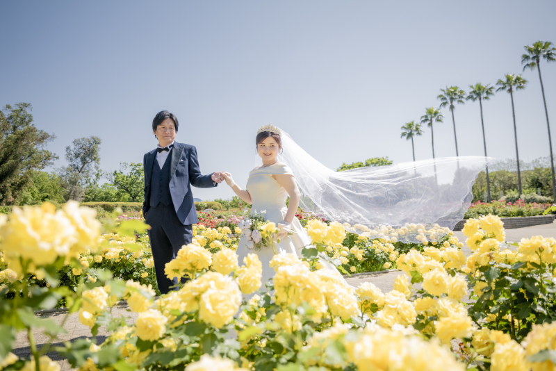 風に靡くベールが素敵！