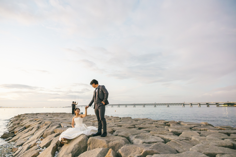 海辺でロマンチックなお写真