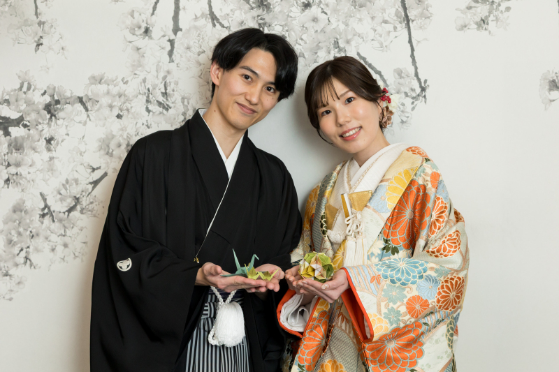 お持ち込みの折鶴と♪