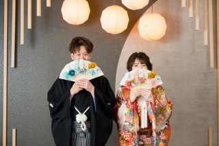 お二人のこだわりがいっぱい　和装スタジオ撮影