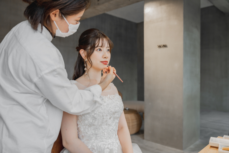 Makeエリアにてヘアメイクから