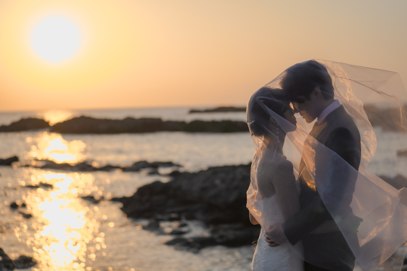 最後は「夕日×ベール」締めくくりまで美しく