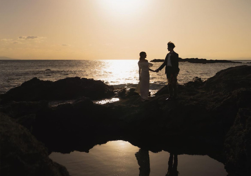 眩しいくらいの夕日とリフレクションショット!