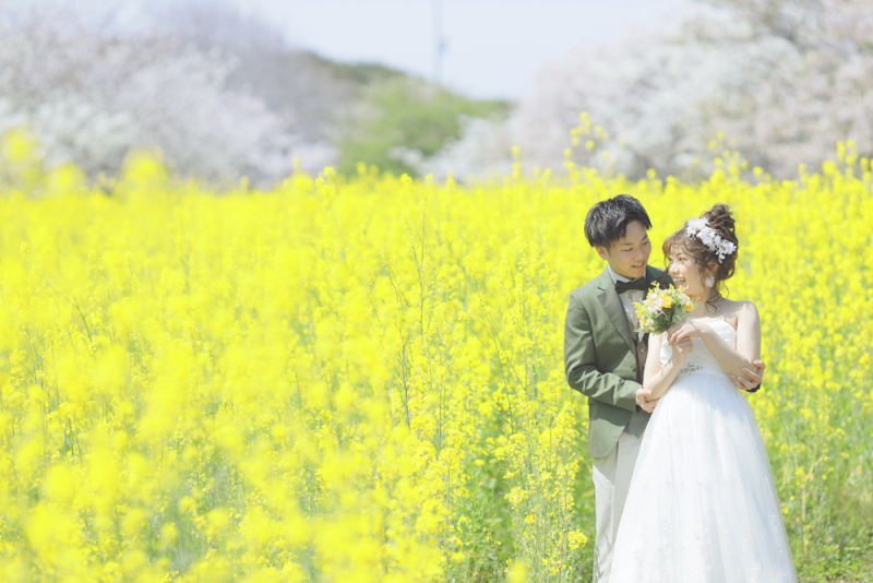 桜と菜の花とお2人