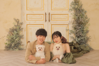 和洋装２着ランクフリープラン×ペットとの記念写真