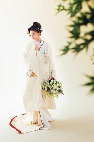 縮緬刺繍若松に鶴