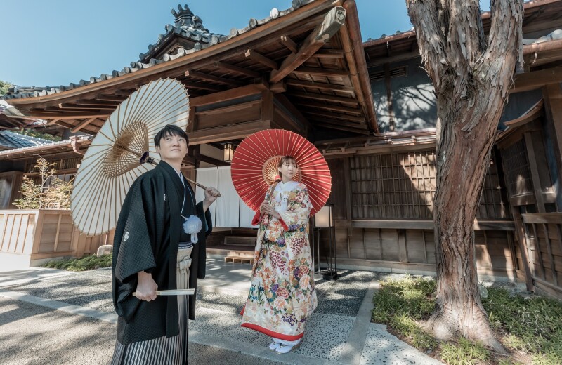 高宮庭園茶寮 衣装を映えさせる構図