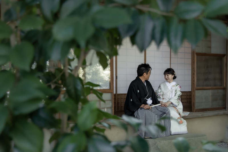 茶室の縁側にて