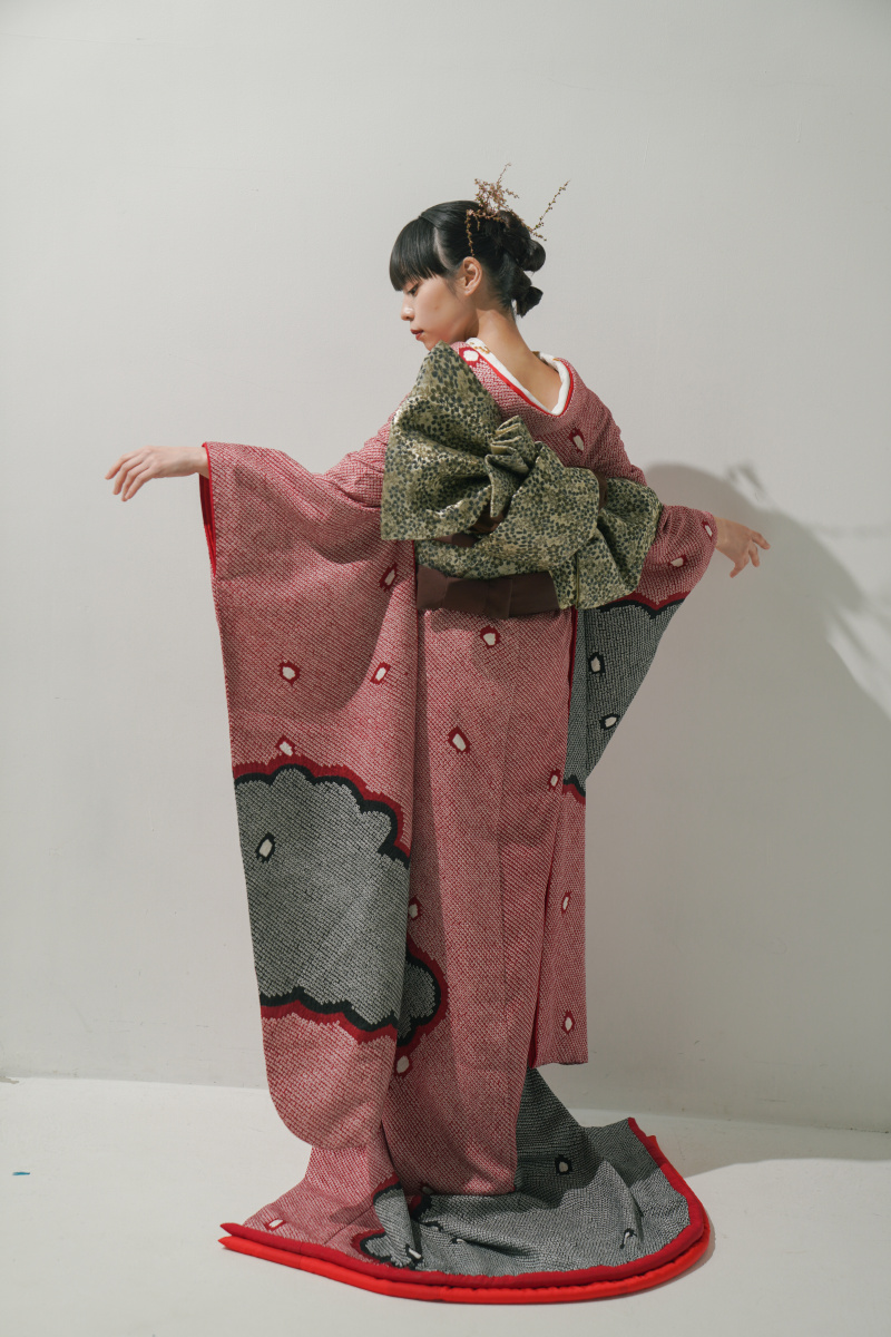 FU00011/正絹総絞り 慶雲の讃