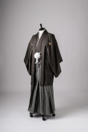 チャコールグレー×市松平縞袴