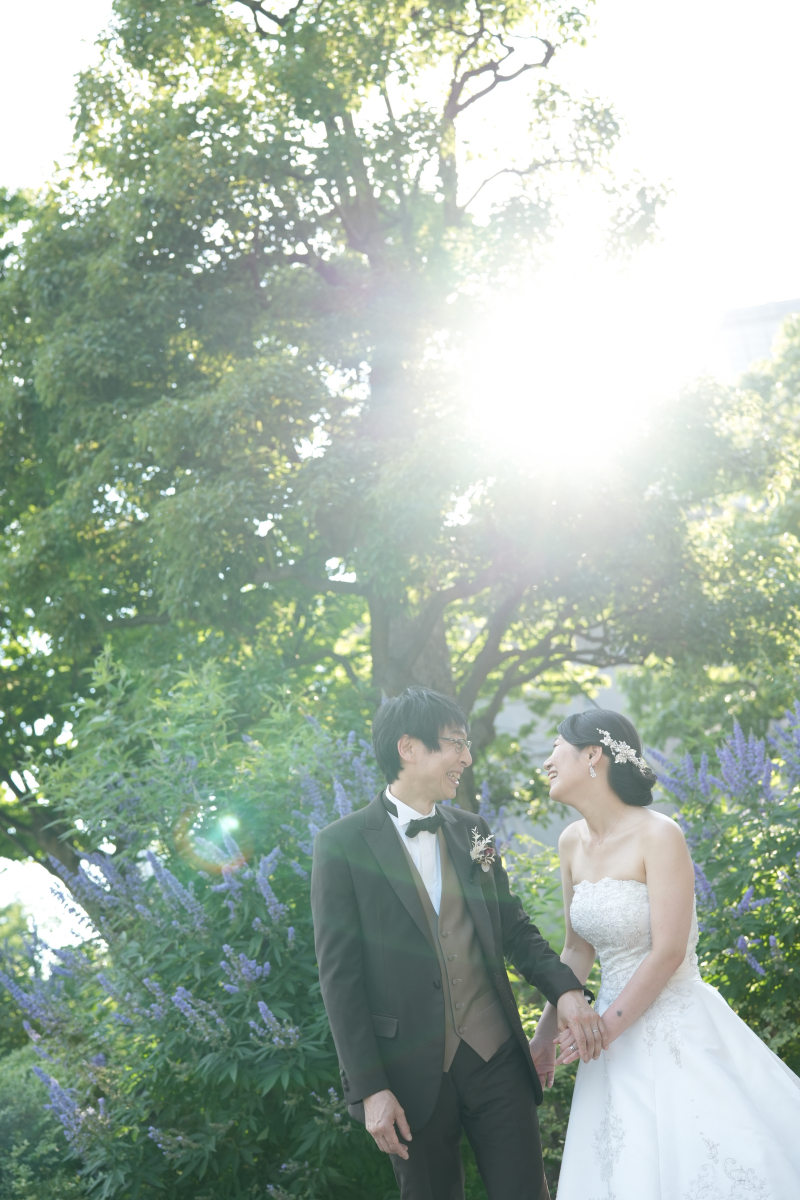 太陽をバックに