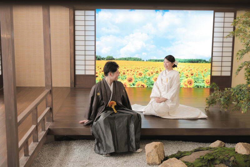 屋内庭園で和装撮影♪