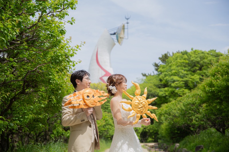 万博公園のシンボルと撮影!