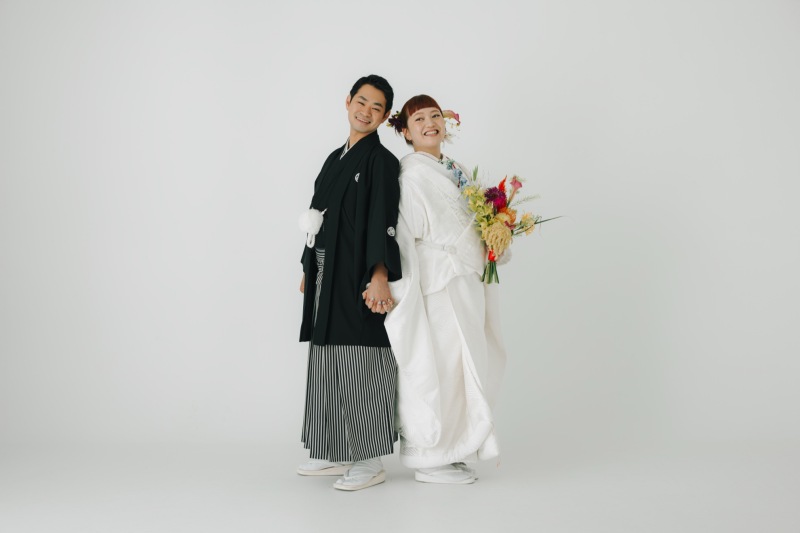 生花の髪飾りとブーケ