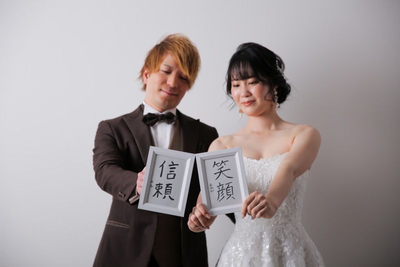 お二人のオリジナルアイテムでの撮影。