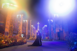 光の遊園地で幻想的な前撮り