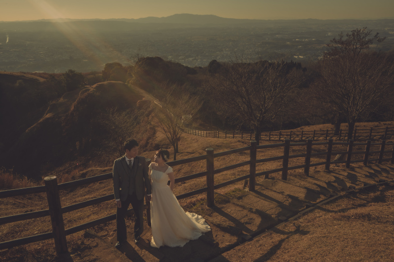 夕暮れの若草山