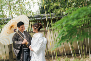 白無垢×新緑　旧藤田庭園ロケ！