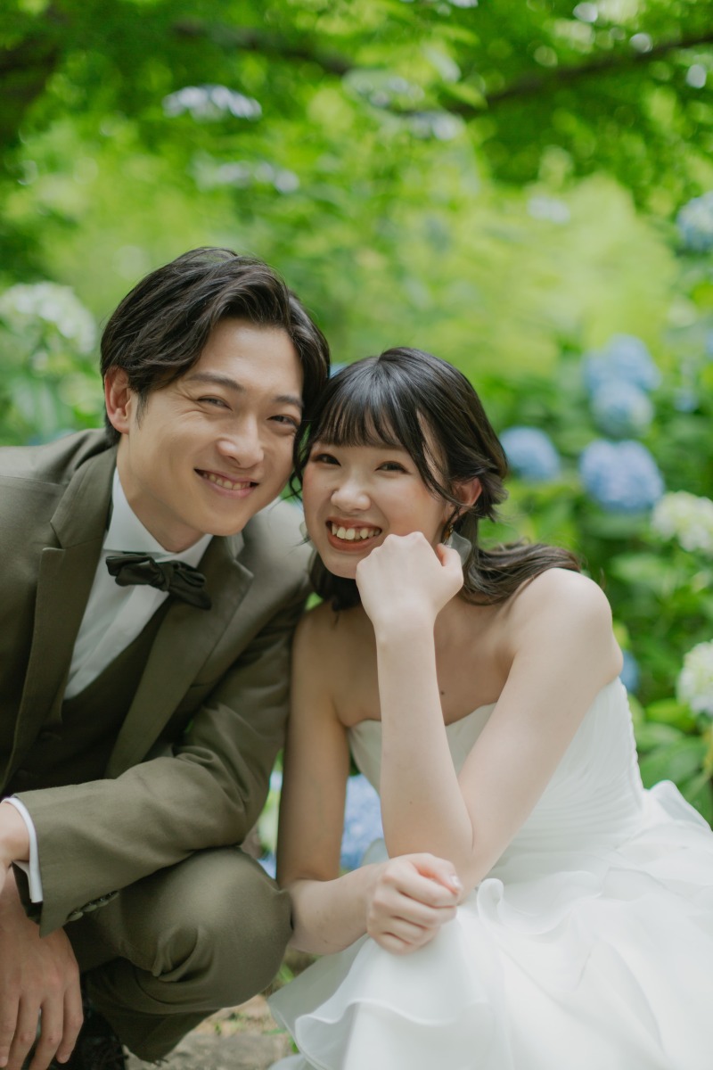 紫陽花と一緒に