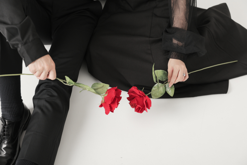 最後はバラを持ったショットで