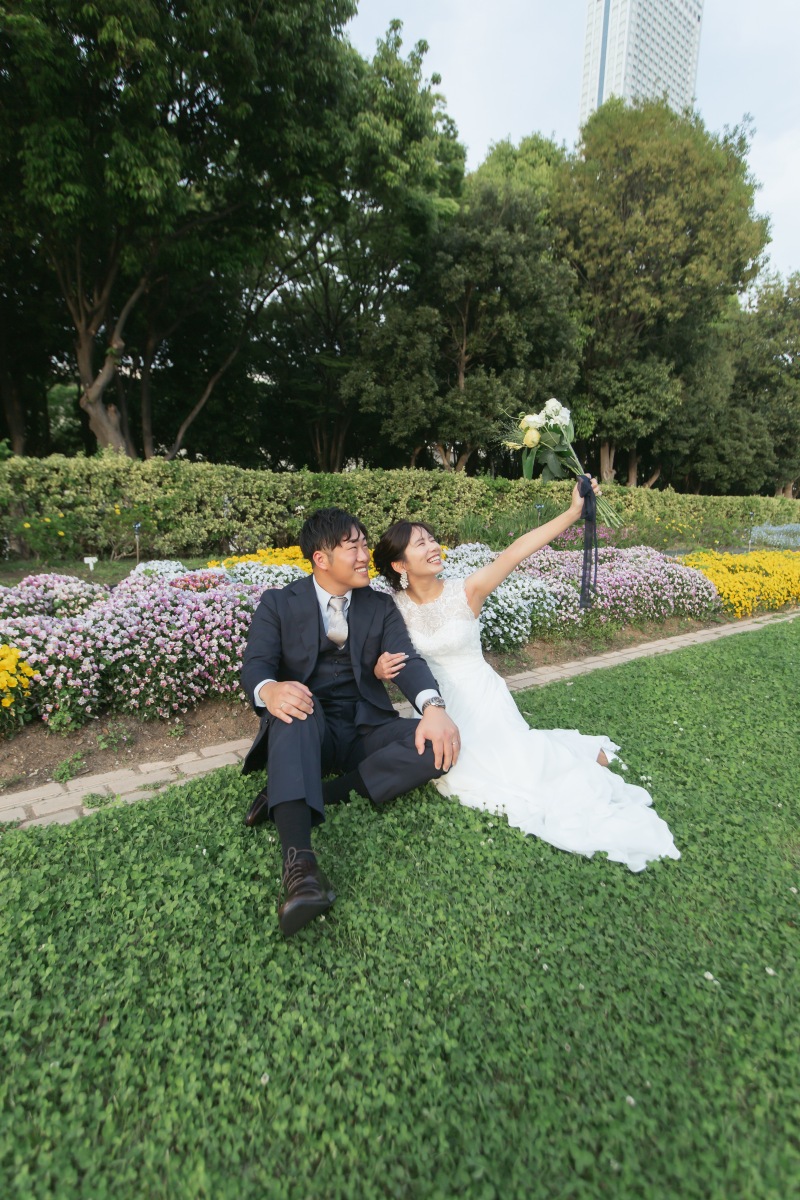 ブーケを持って