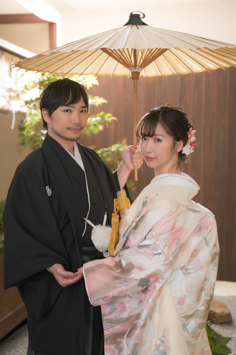 和傘を使って