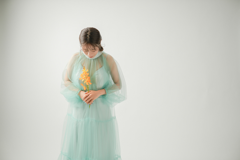 ミントグリーンの爽やかなカラードレス♪