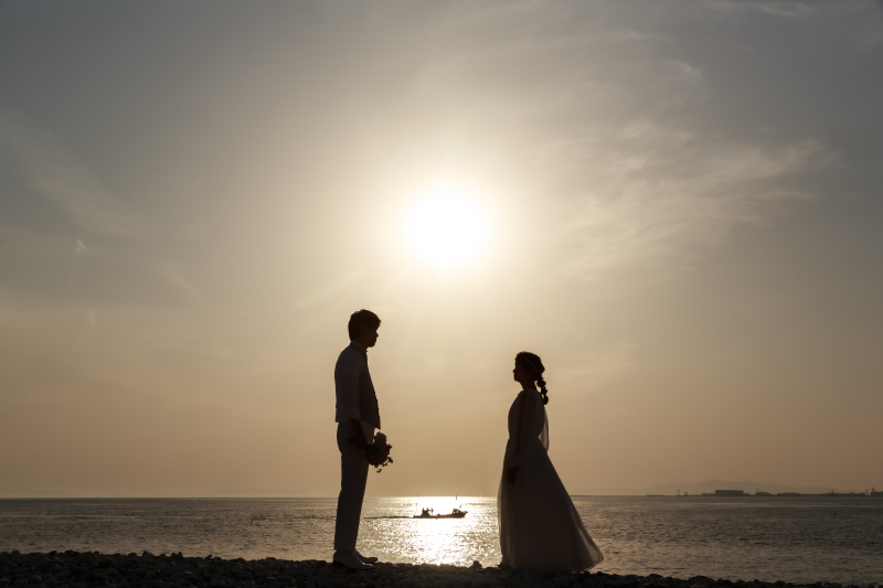 ロマンチックな夕日ショット