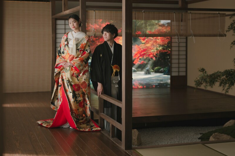 【和装屋内庭園スタジオ】LEDビジョンに桜・紅葉・新緑など投影可能♪全データ150カット