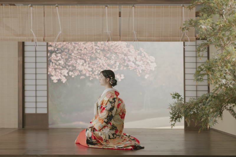 【和装屋内庭園スタジオ】LEDビジョンに桜・紅葉・新緑など投影可能♪全データ150カット