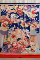 ブルー彩雲鹿の子紋様