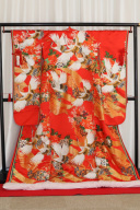 伊達重ね赤地鮮麗寿鶴