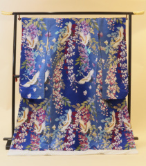 ブルー洋花に鶴