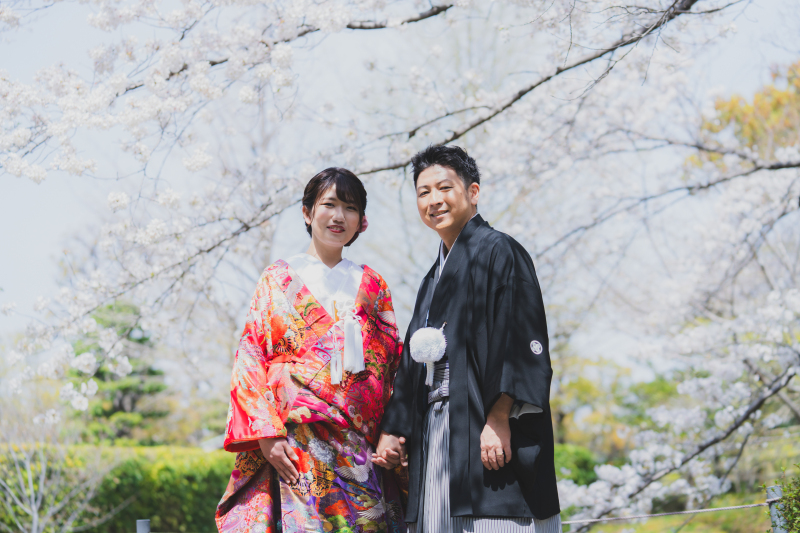 桜の下での撮影