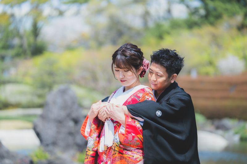 駿府城公園で和装フォトウエディング