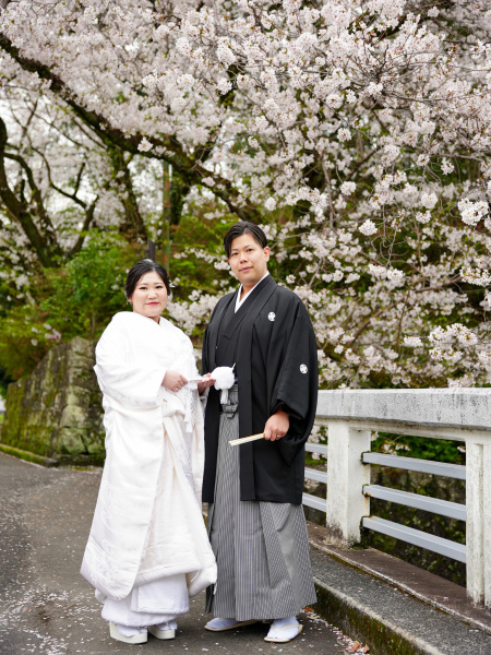 桜を背景にした撮影