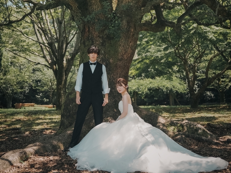 【和室＋洋館＋自然公園】和装1着洋装2着｜500着の衣裳から選べる｜衣裳スタイリスト付｜美容着付け付｜250カット｜事前試着付