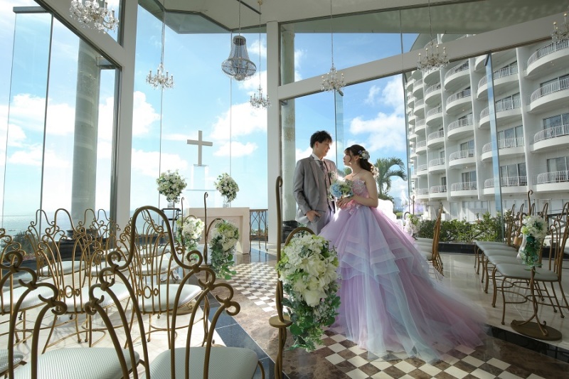 チャペル＆かりゆしビーチ撮影（カラードレス）