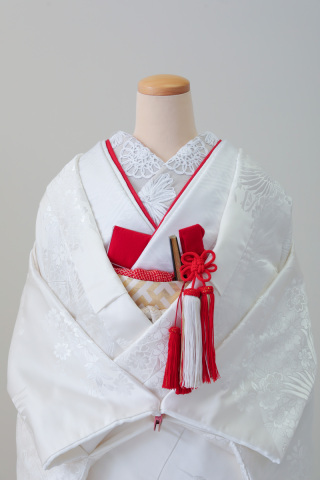 【刺繍衿】象牙色地に菊モダン調