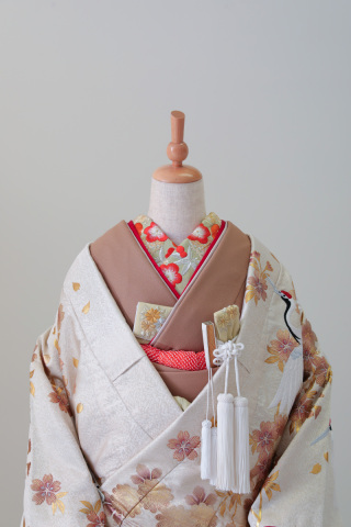 【刺繡衿】抹茶地に松竹梅