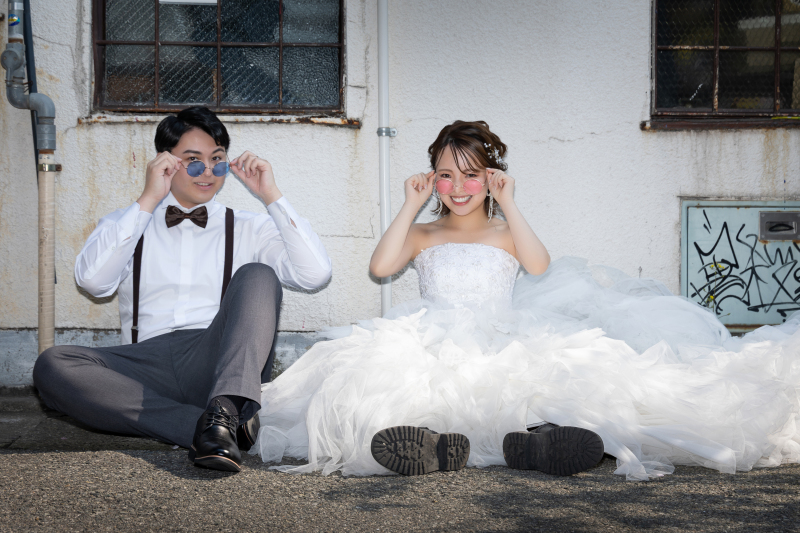 路地裏でレトロ風に