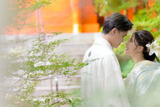 輝く緑とお二人の笑顔がとても印象的な前撮りでした