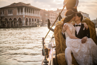 ヴェネチアでの夕日との一枚