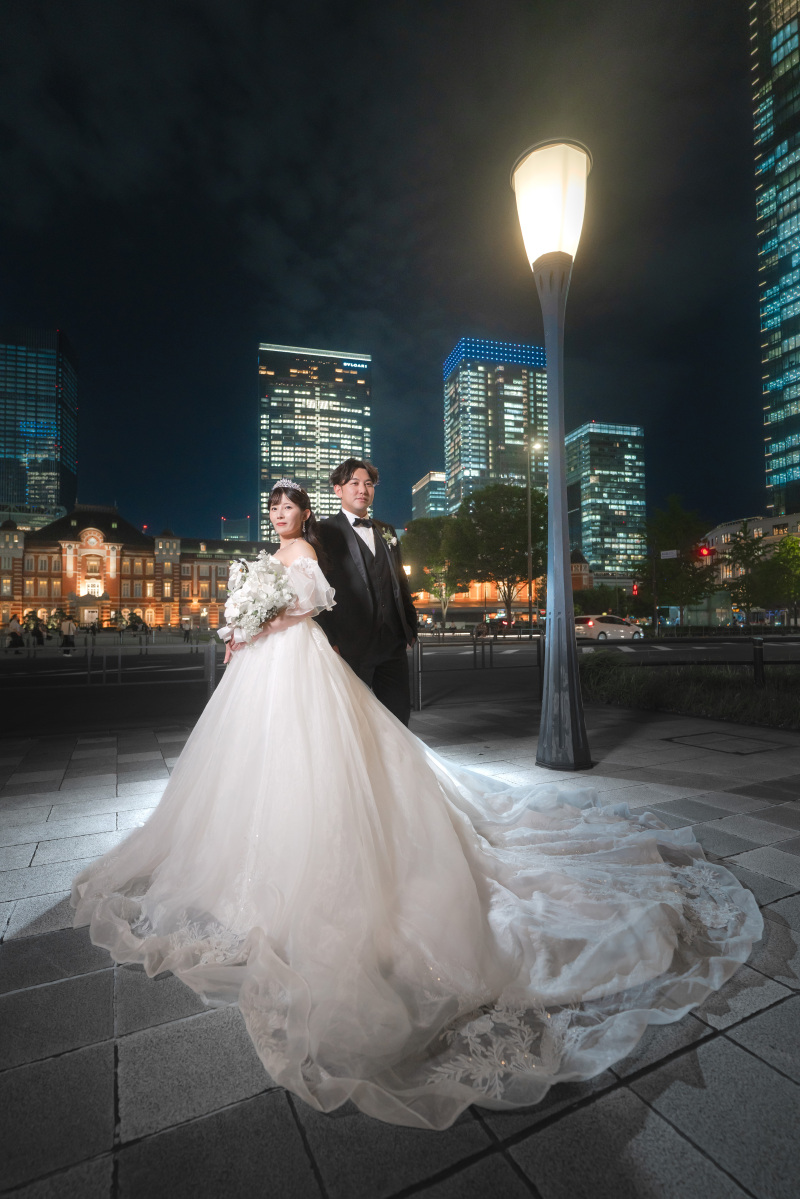 東京駅駅舎前に移動して撮影スタート