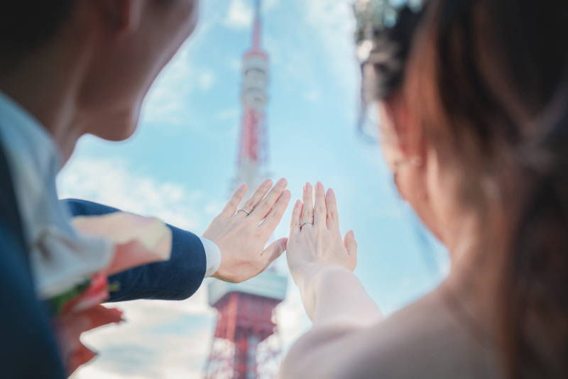 指輪ショットも構図をかえて