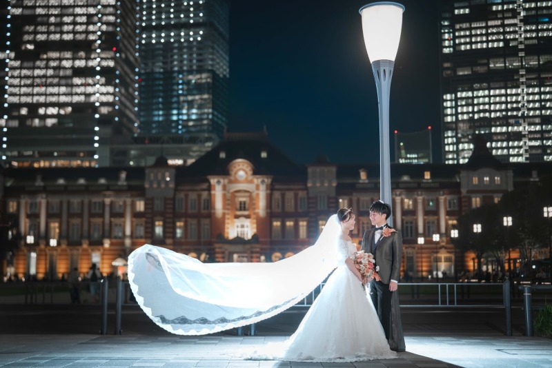 ロングベール越しに